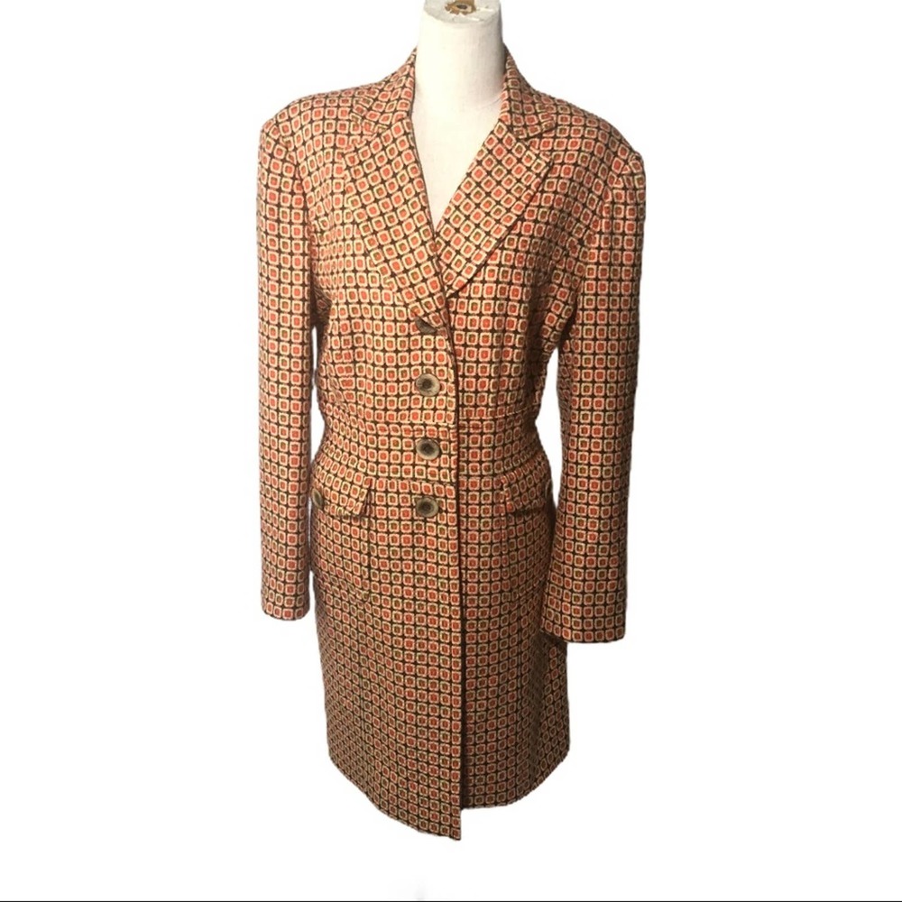 Focus 2000 16 orange khaki olive print coat jacket